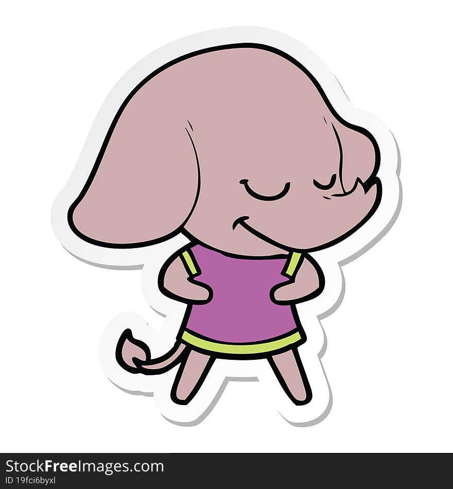 sticker of a cartoon smiling elephant