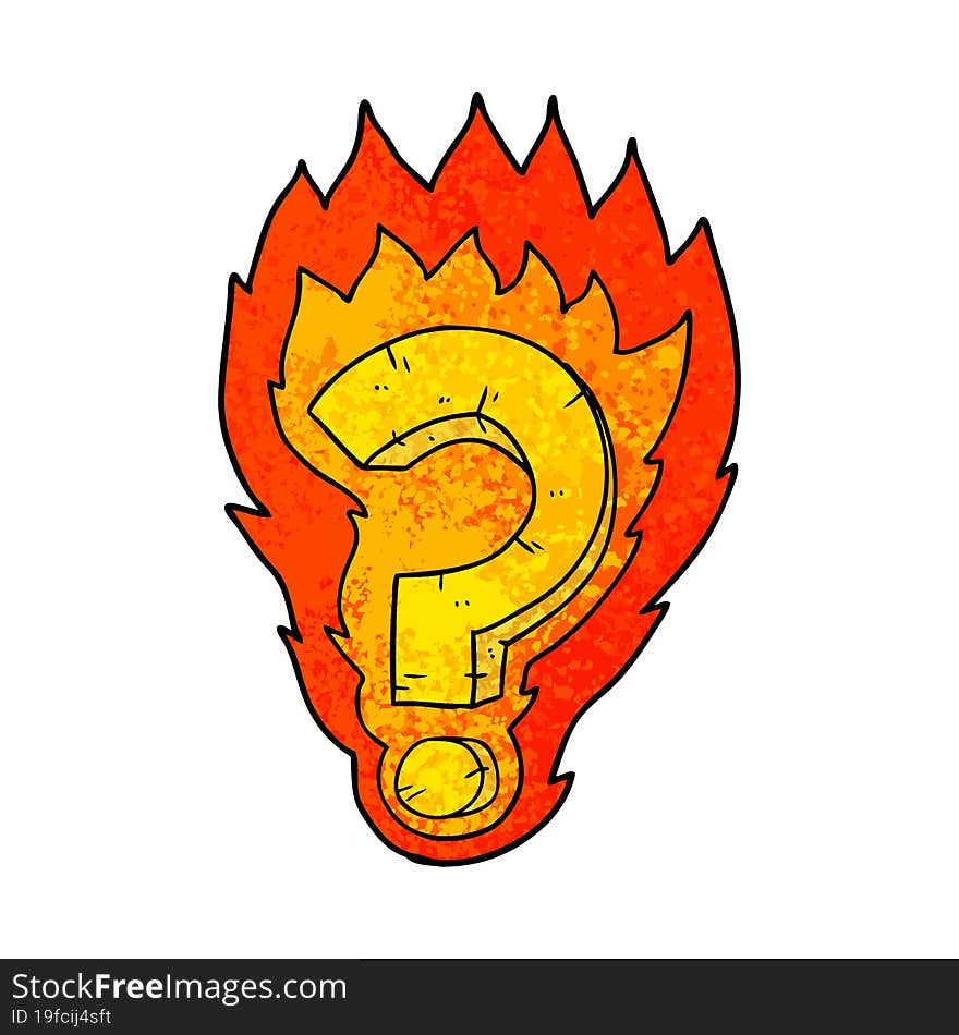 cartoon flaming question mark. cartoon flaming question mark