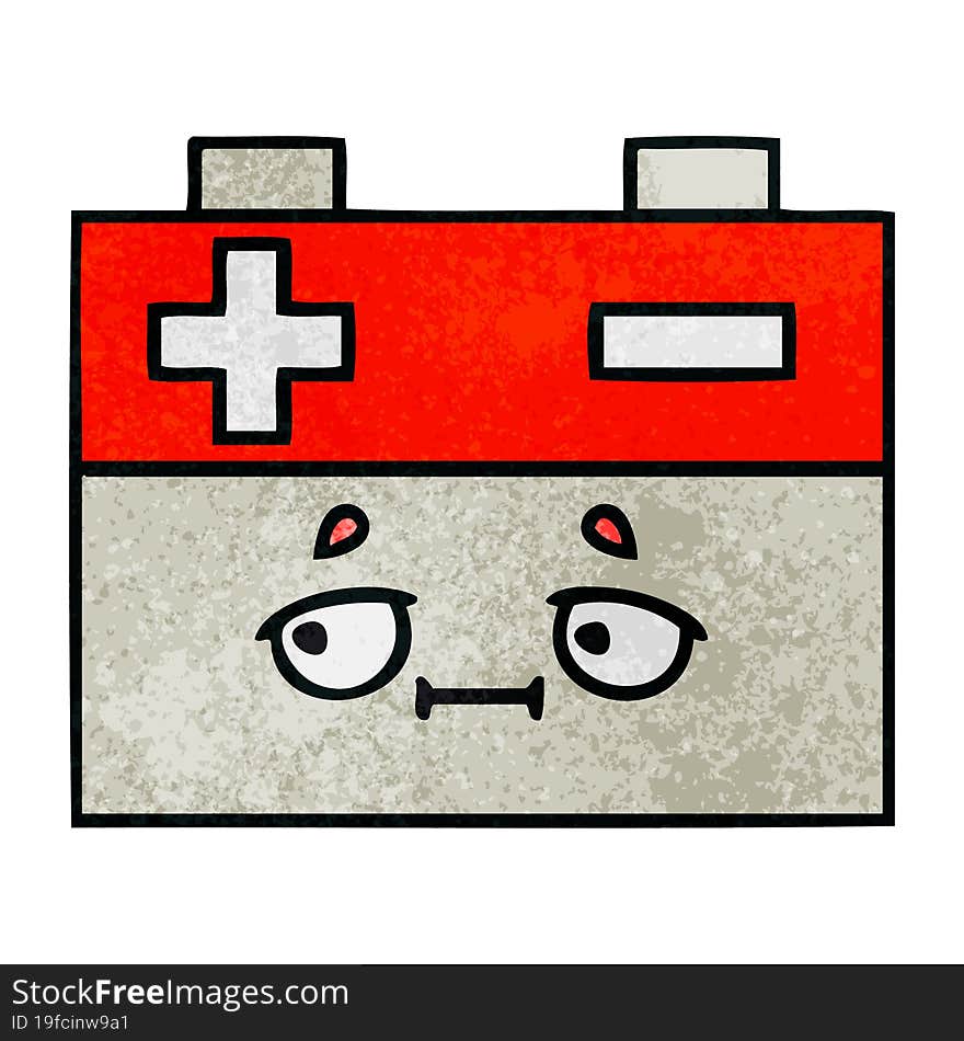 retro grunge texture cartoon car battery