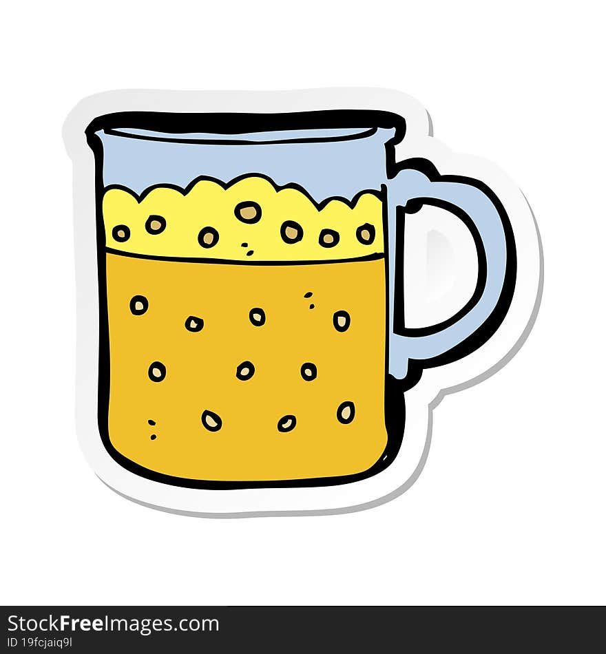 sticker of a cartoon mug of beer