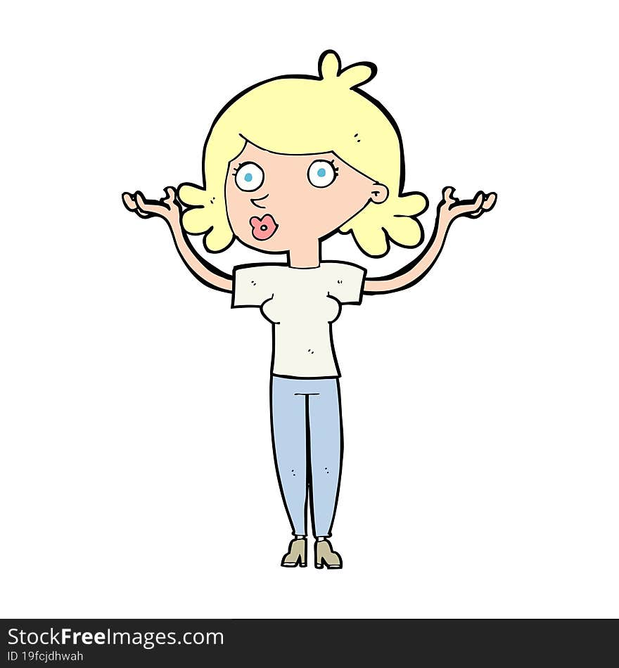 cartoon woman throwing arms in air