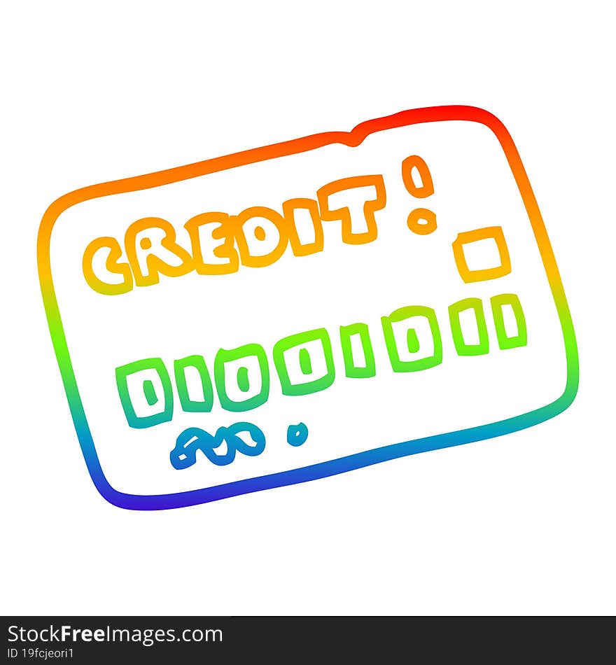 Rainbow Gradient Line Drawing Cartoon Credit Card