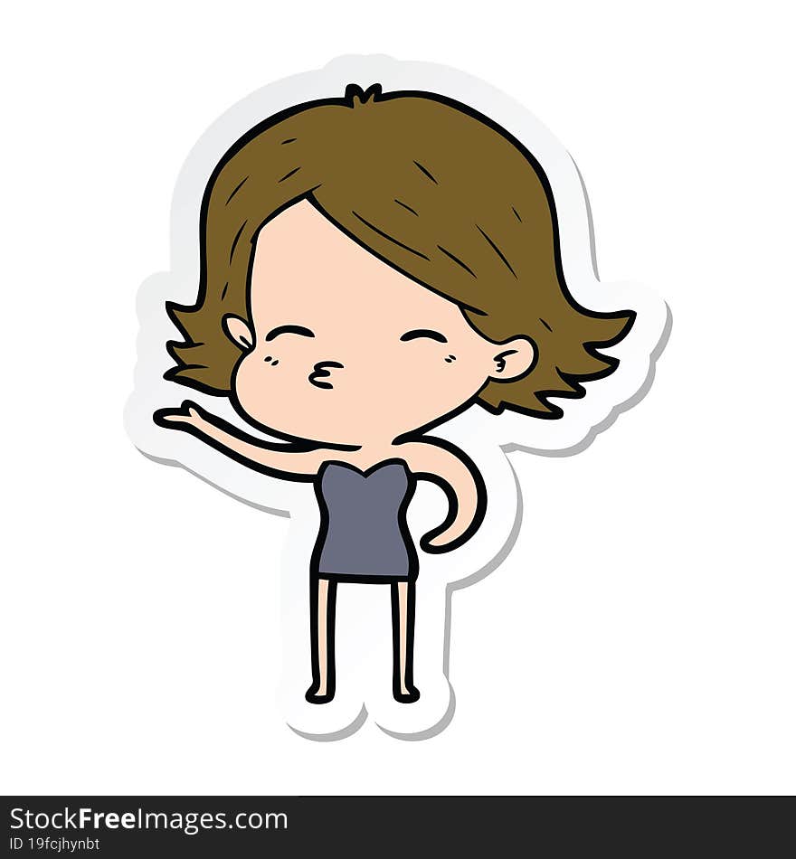 Sticker Of A Cartoon Woman