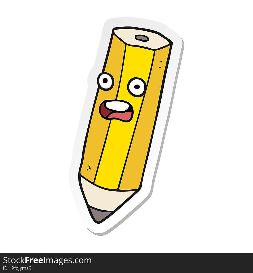 sticker of a happy cartoon pencil