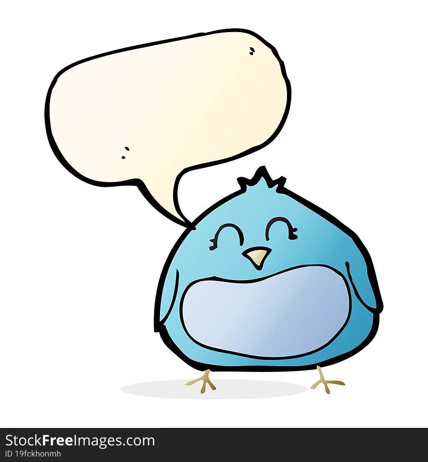 cartoon fat bird with speech bubble