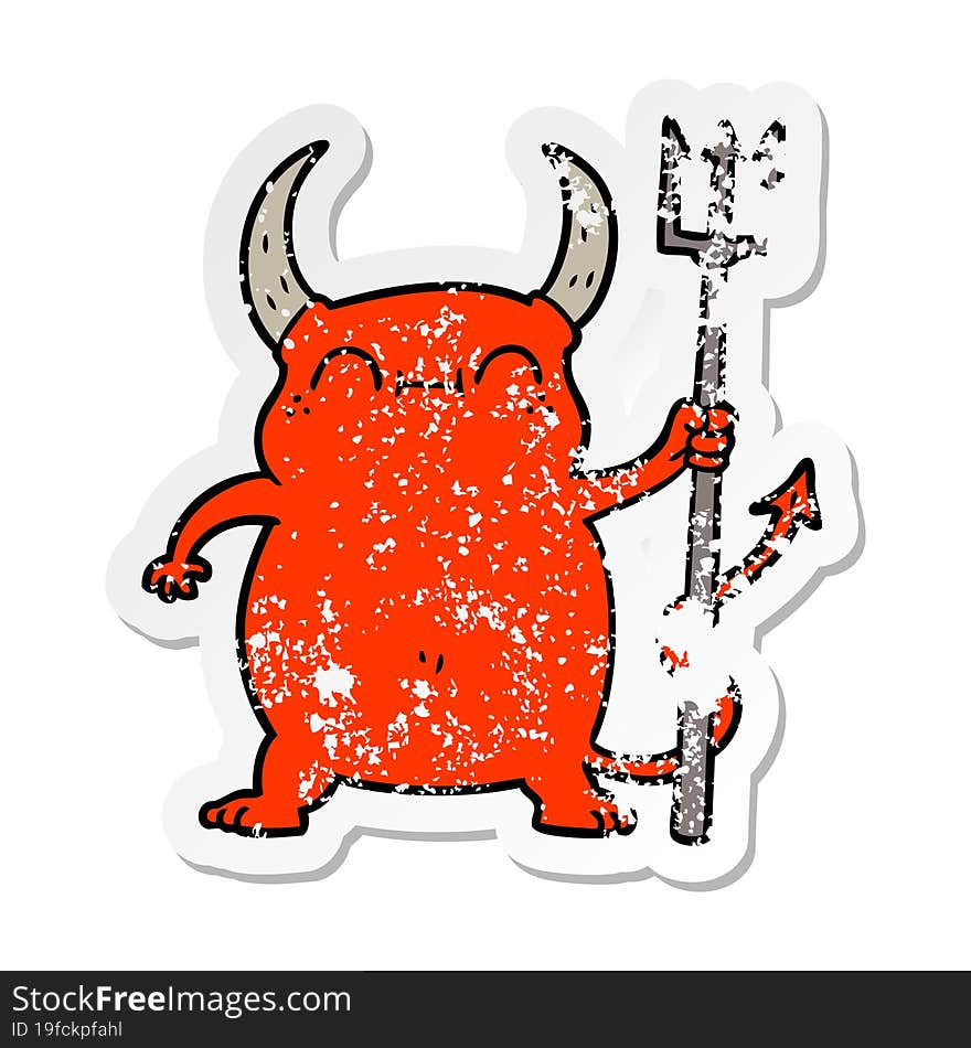 distressed sticker of a cartoon little devil