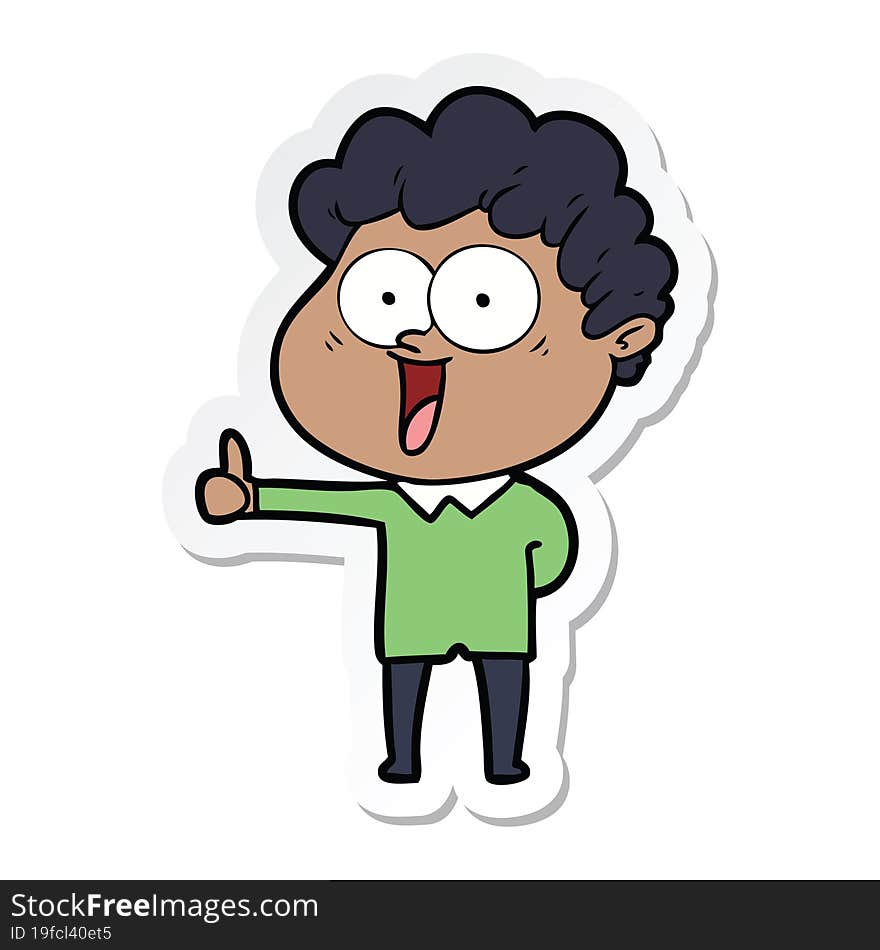 sticker of a cartoon happy man