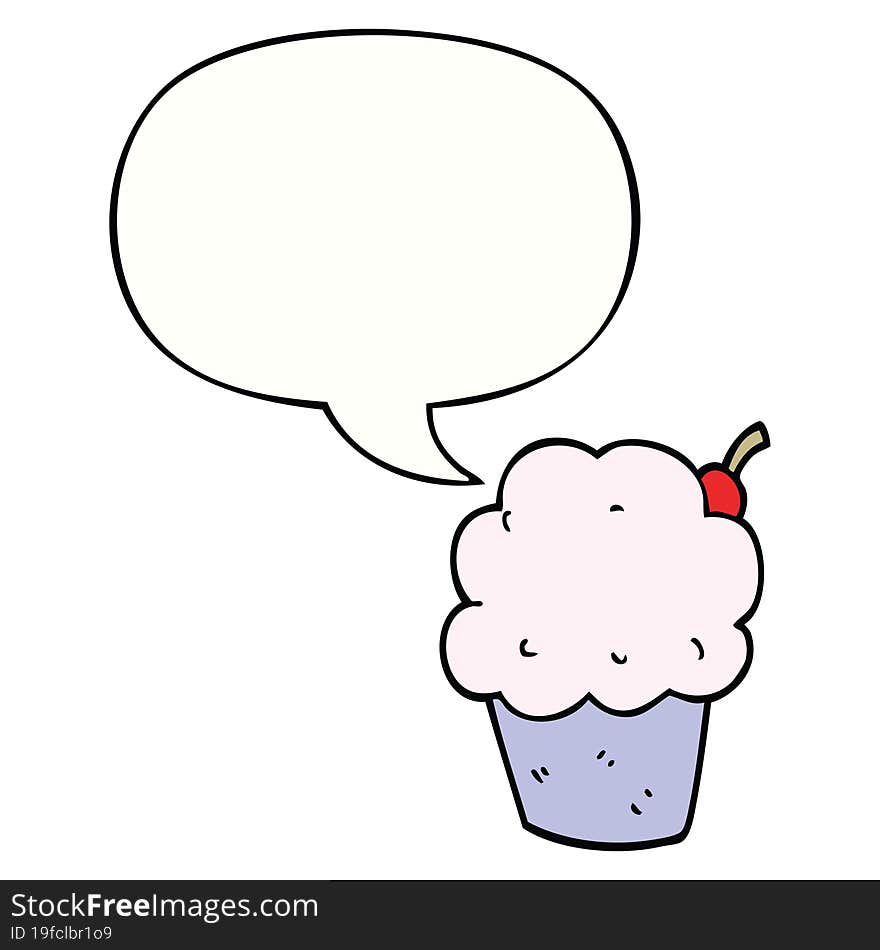 cartoon cupcake and speech bubble