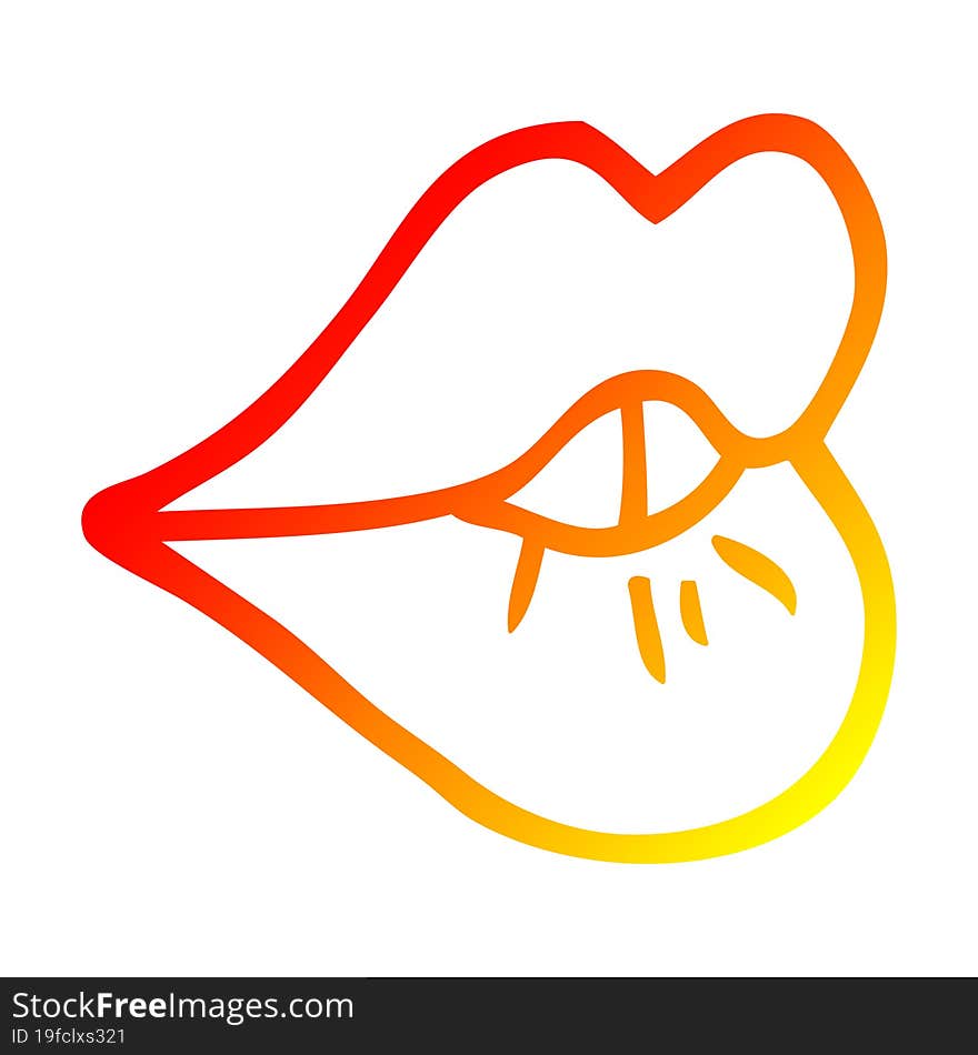 warm gradient line drawing of a cartoon pouting lips