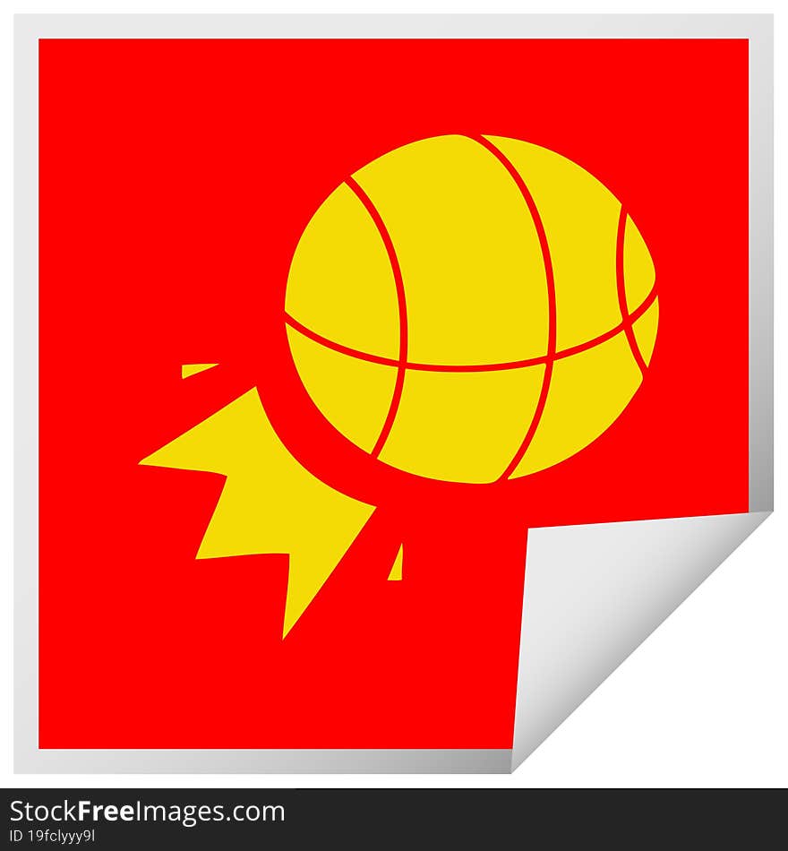 square peeling sticker cartoon basket ball