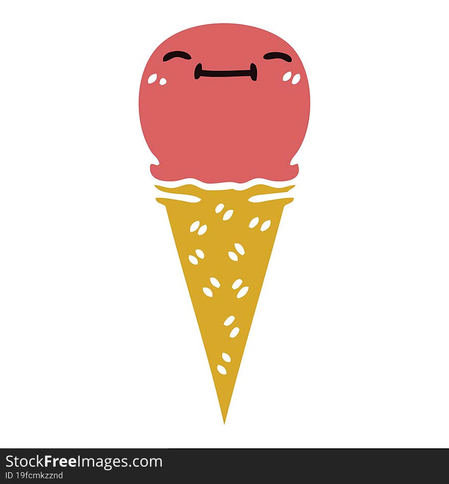 quirky hand drawn cartoon happy ice cream