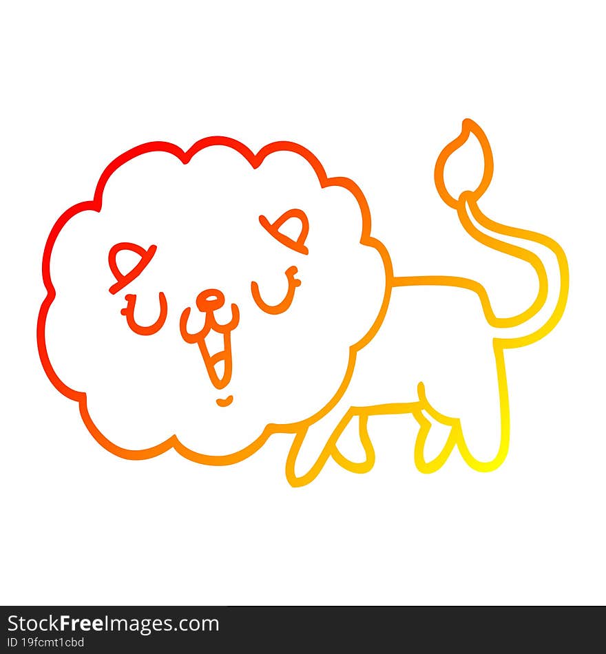 warm gradient line drawing cute cartoon lion