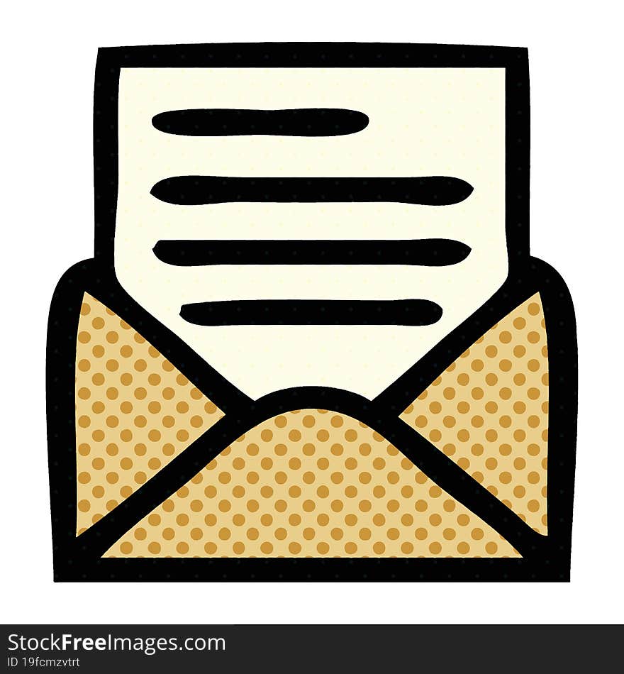 Comic Book Style Cartoon Letter And Envelope