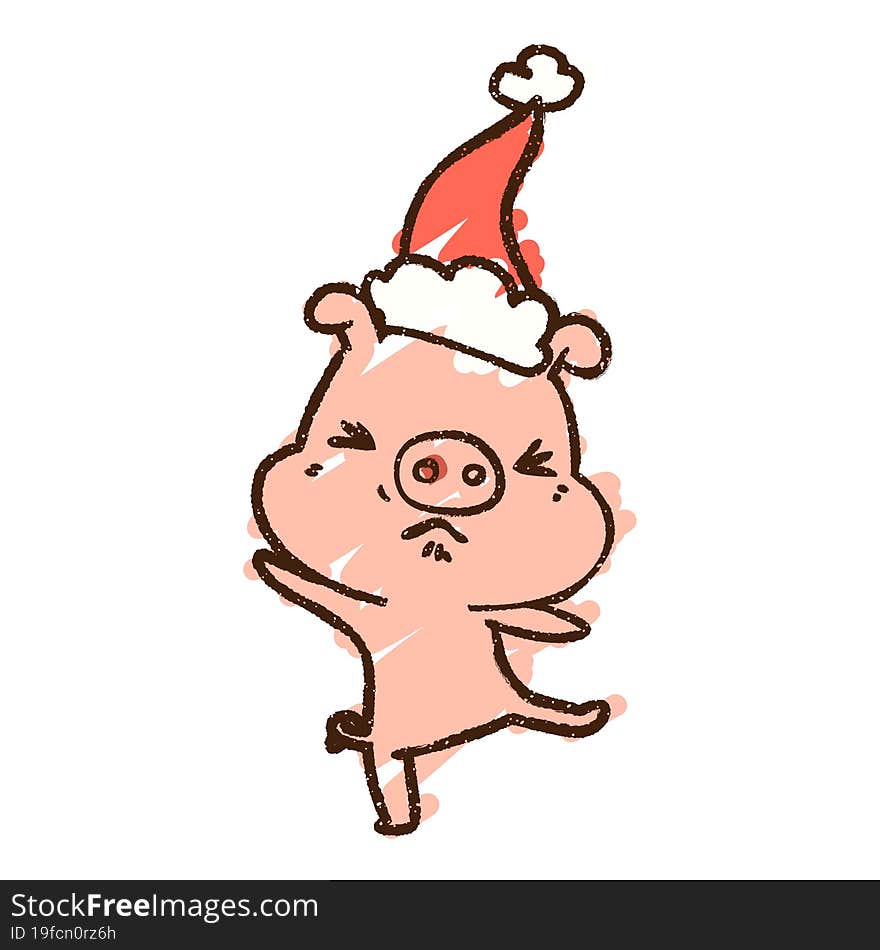 Festive Pig Chalk Drawing