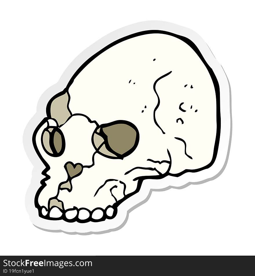 sticker of a cartoon spooky skull