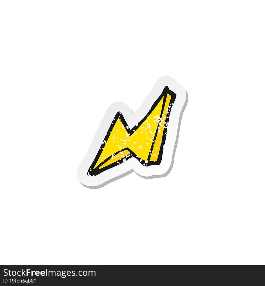 retro distressed sticker of a cartoon lightning bolt doodle