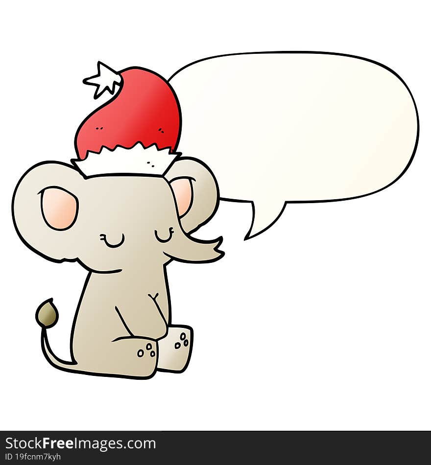 cute christmas elephant and speech bubble in smooth gradient style