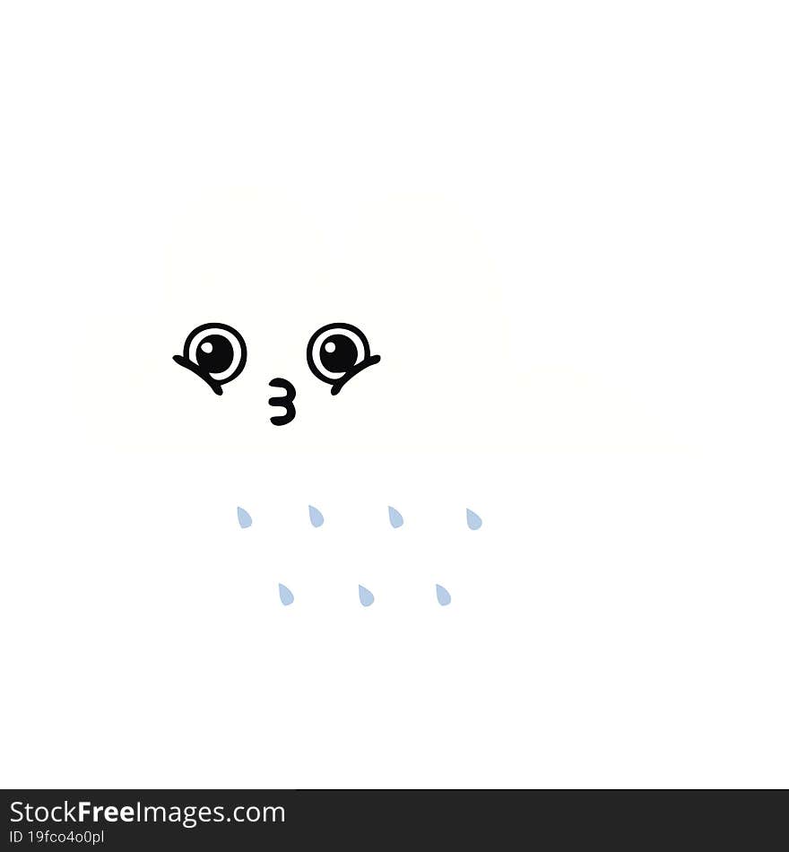 Flat Color Retro Cartoon Rain Cloud