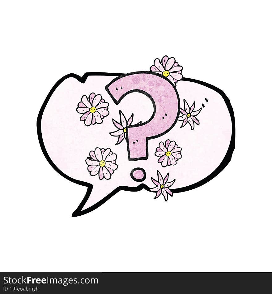 freehand drawn texture speech bubble cartoon question mark