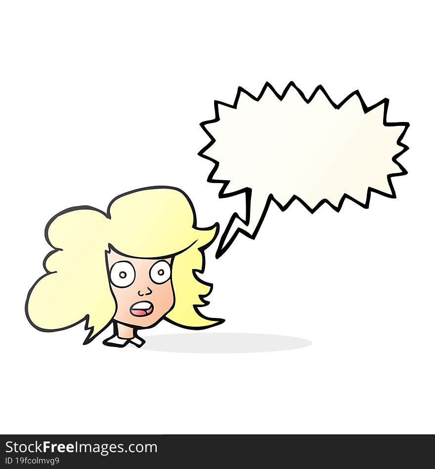 speech bubble cartoon surprised female face