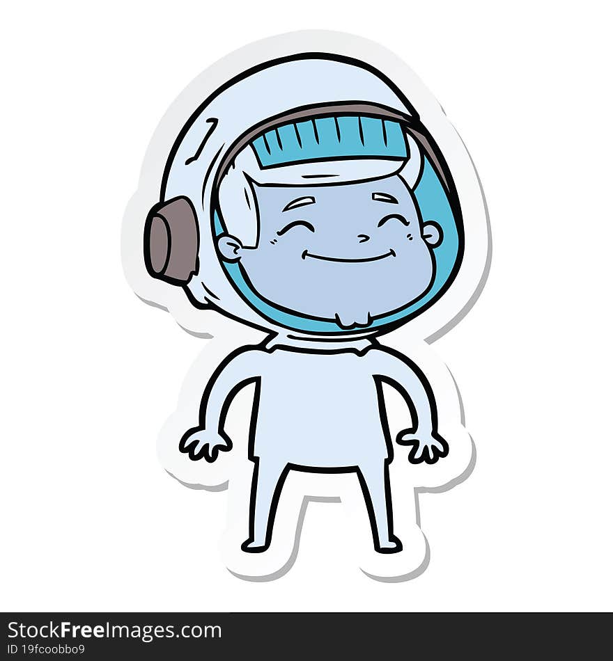 sticker of a happy cartoon astronaut