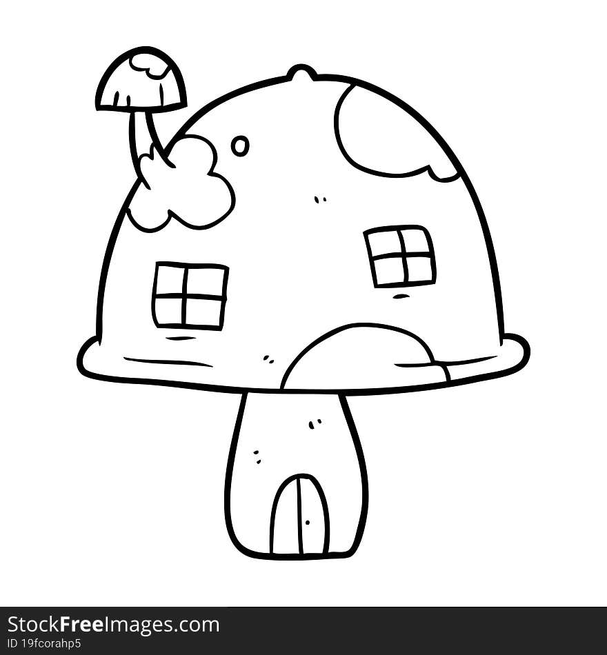 line drawing of a fairy mushroom house. line drawing of a fairy mushroom house