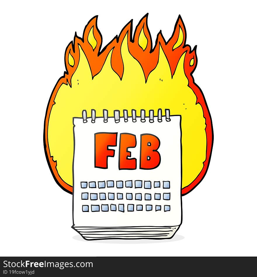 freehand drawn cartoon calendar showing month of february