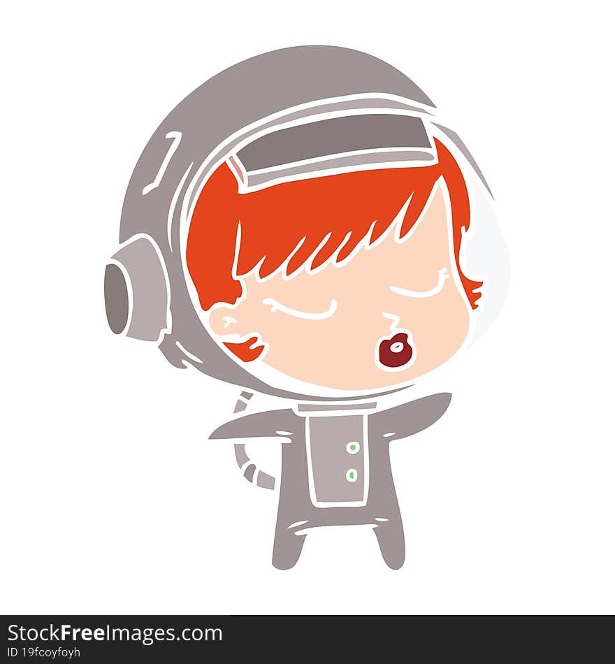 flat color style cartoon pretty astronaut girl