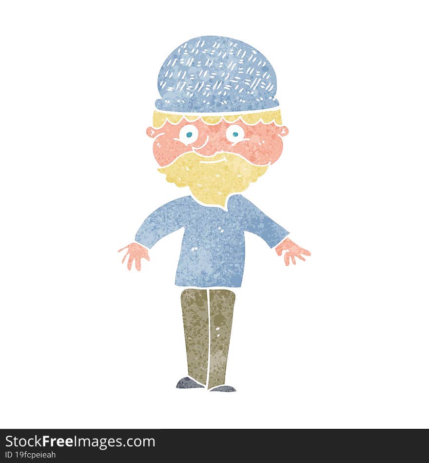 cartoon man in winter hat