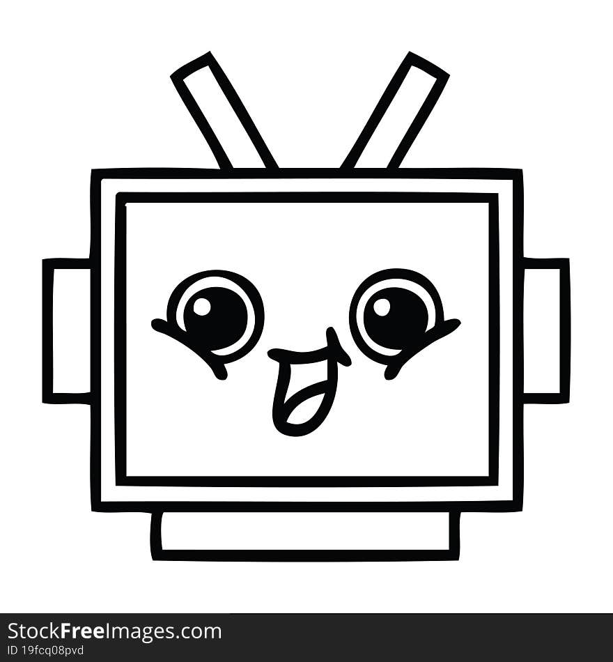 line drawing cartoon robot head