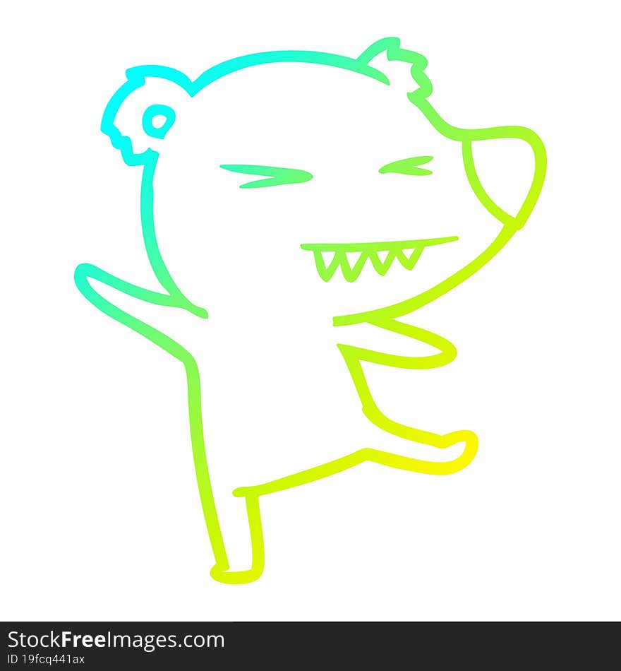 cold gradient line drawing of a dancing polar bear cartoon