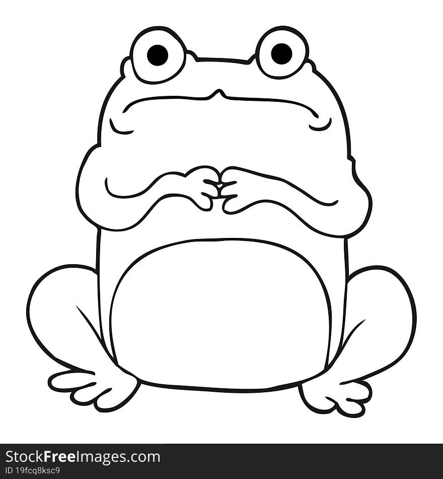 black and white cartoon nervous frog