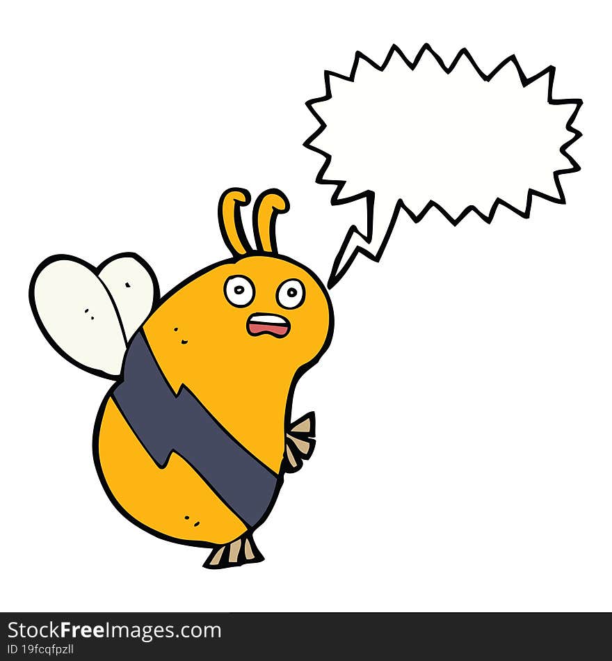 Funny Cartoon Bee With Speech Bubble