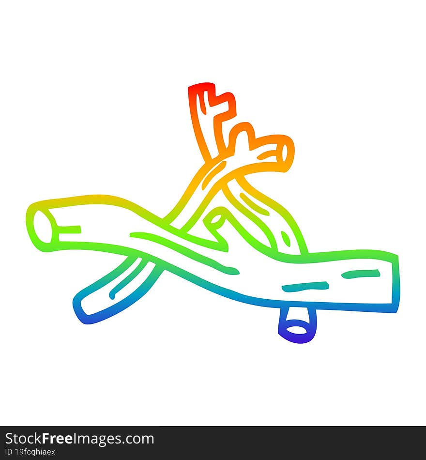 rainbow gradient line drawing cartoon pile of twigs