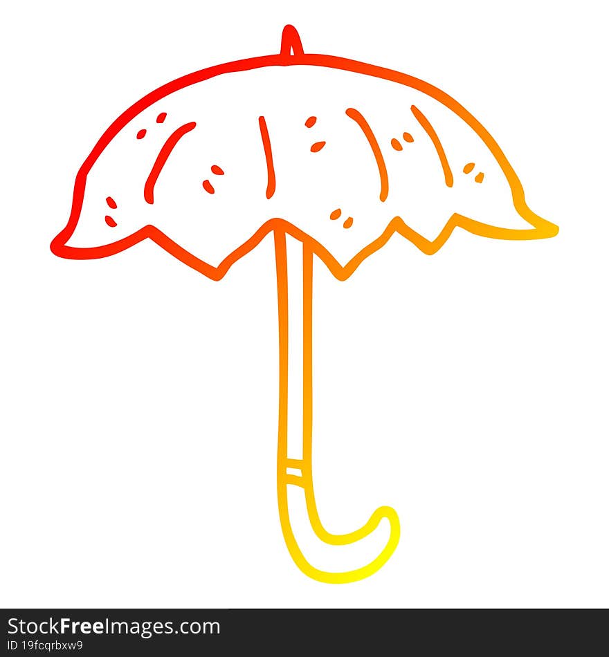 warm gradient line drawing cartoon open umbrella