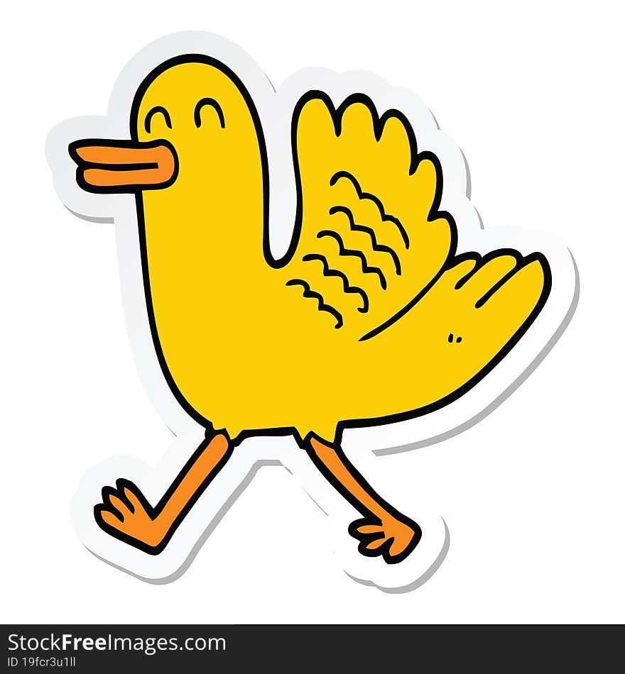 Sticker Of A Cartoon Duck