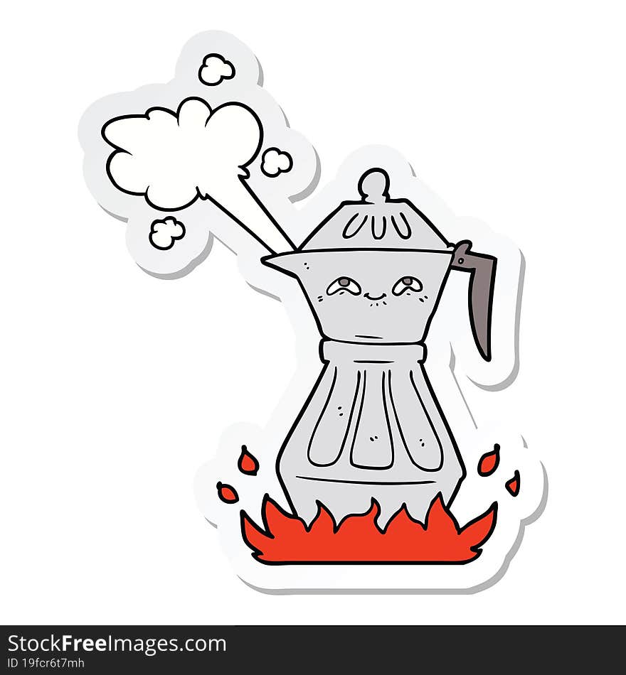 sticker of a cartoon coffee pot