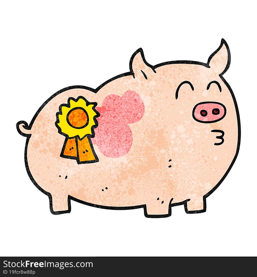 textured cartoon prize winning pig