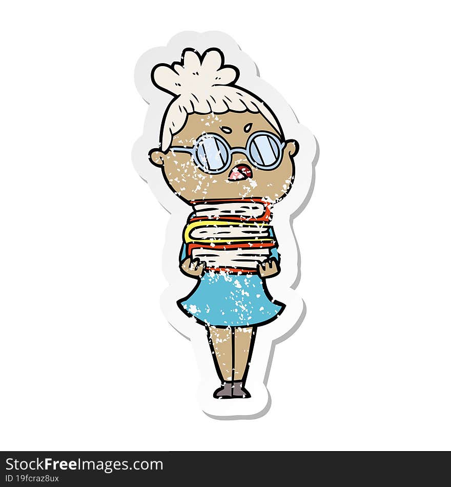 distressed sticker of a cartoon annoyed woman