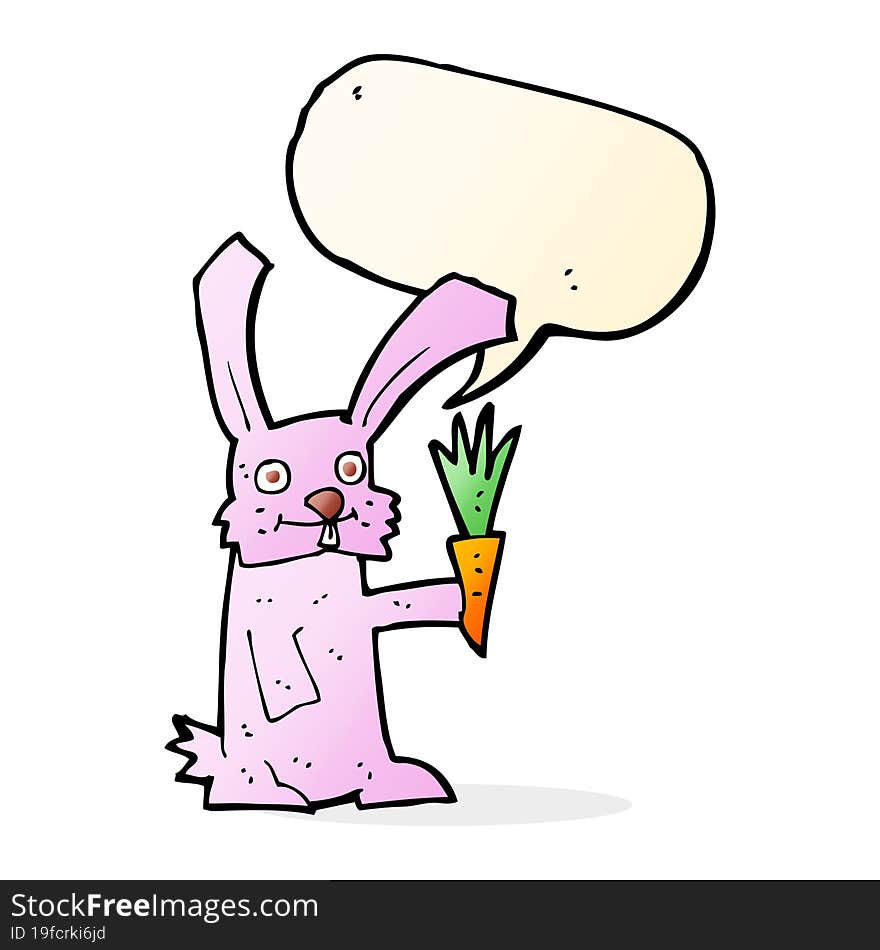 Cartoon Rabbit With Carrot With Speech Bubble