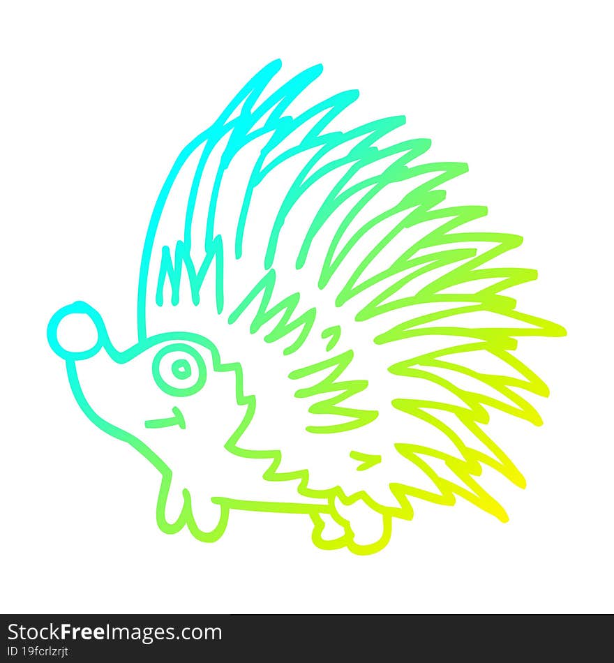 cold gradient line drawing cartoon spiky hedgehog