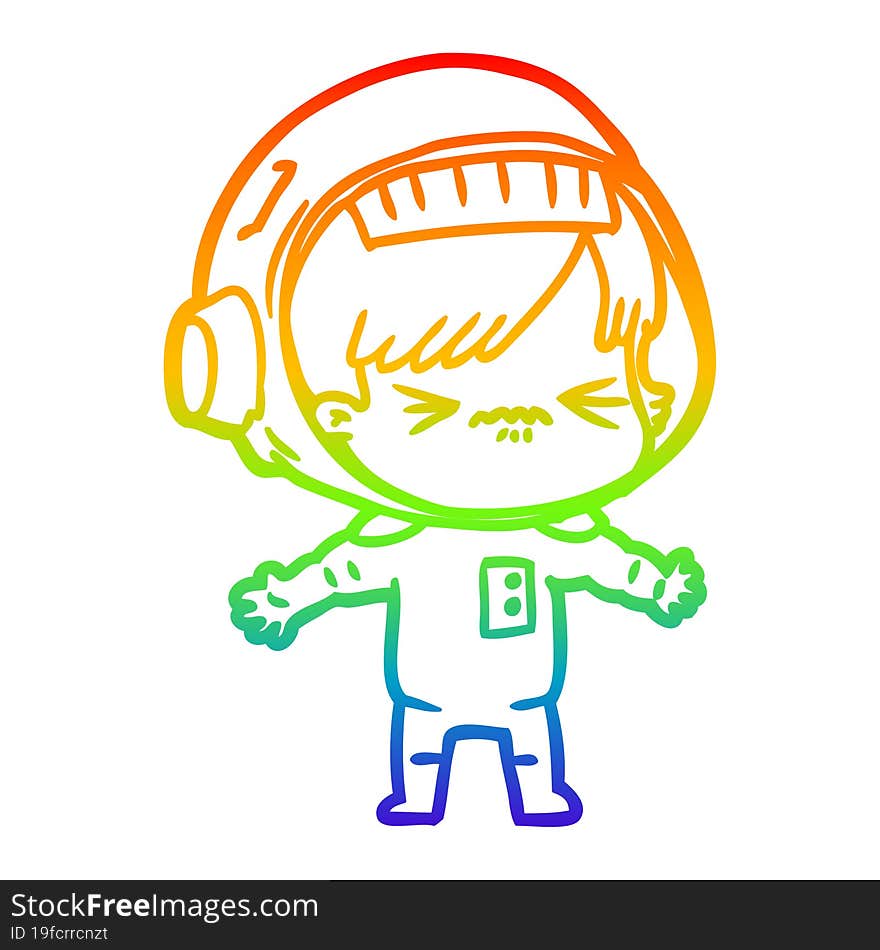 rainbow gradient line drawing angry cartoon space girl