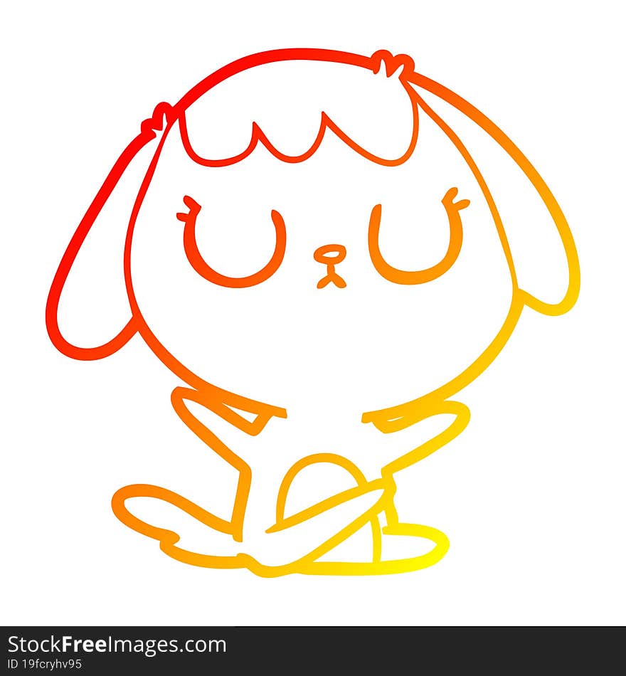 warm gradient line drawing of a cute cartoon dog