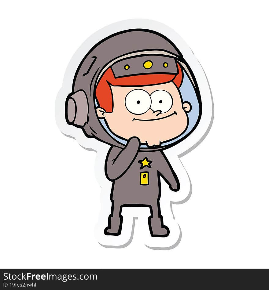 sticker of a happy astronaut cartoon