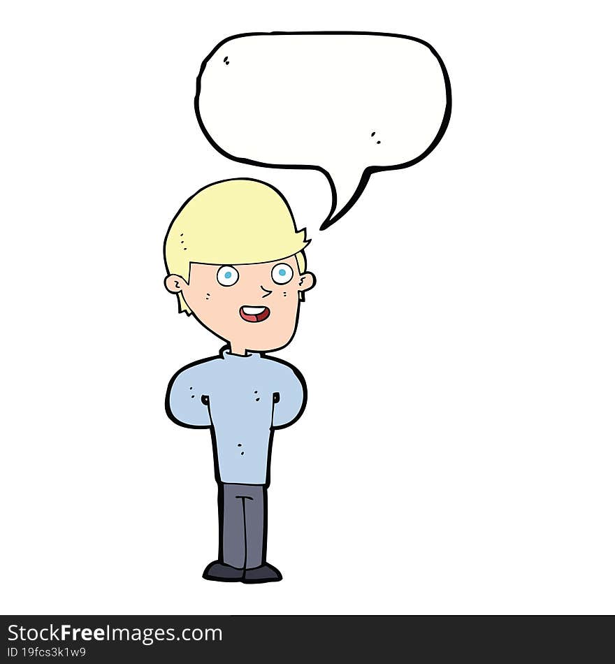 Cartoon Happy Man With Speech Bubble