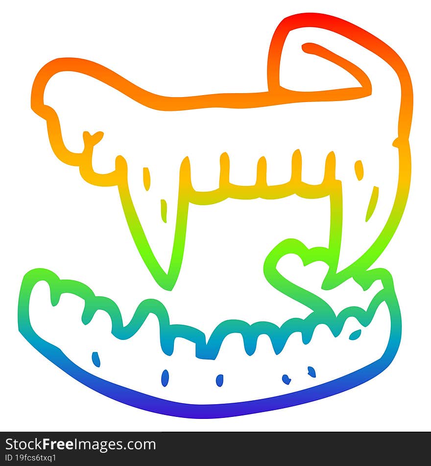 rainbow gradient line drawing cartoon halloween fangs