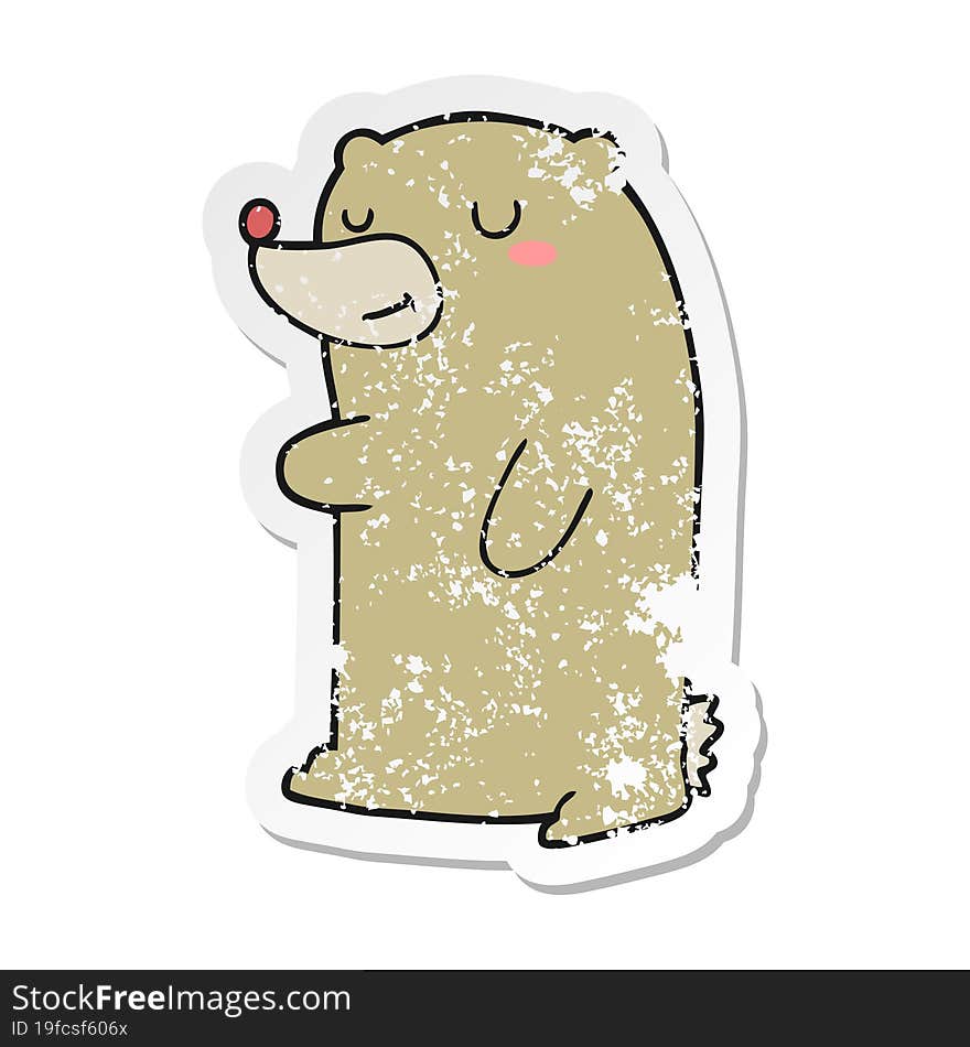 distressed sticker of a cute cartoon bear