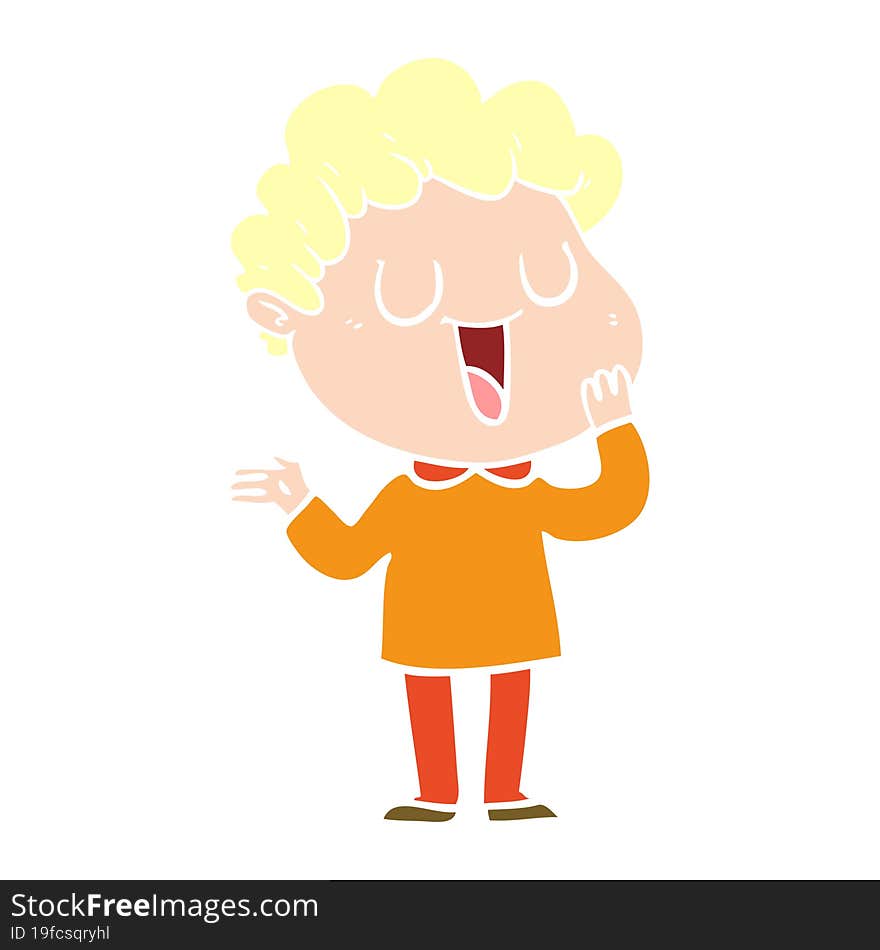 Laughing Flat Color Style Cartoon Man