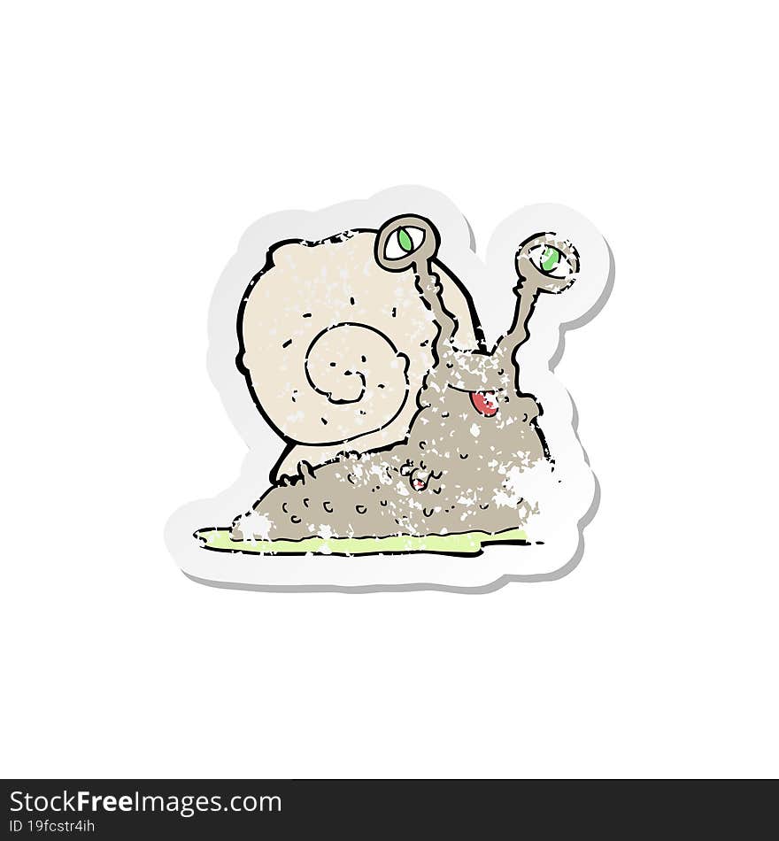 retro distressed sticker of a cartoon gross slug