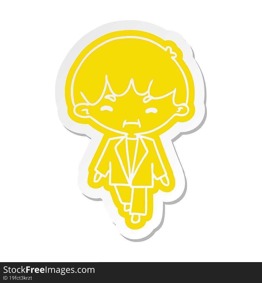 cartoon sticker kawaii cute boy in suit